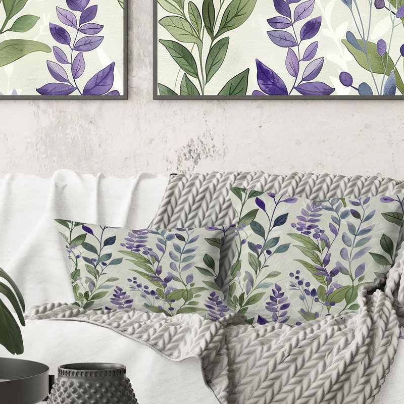 Lavender Fields V - Modern Throw Pillow, 18"H x 18"W