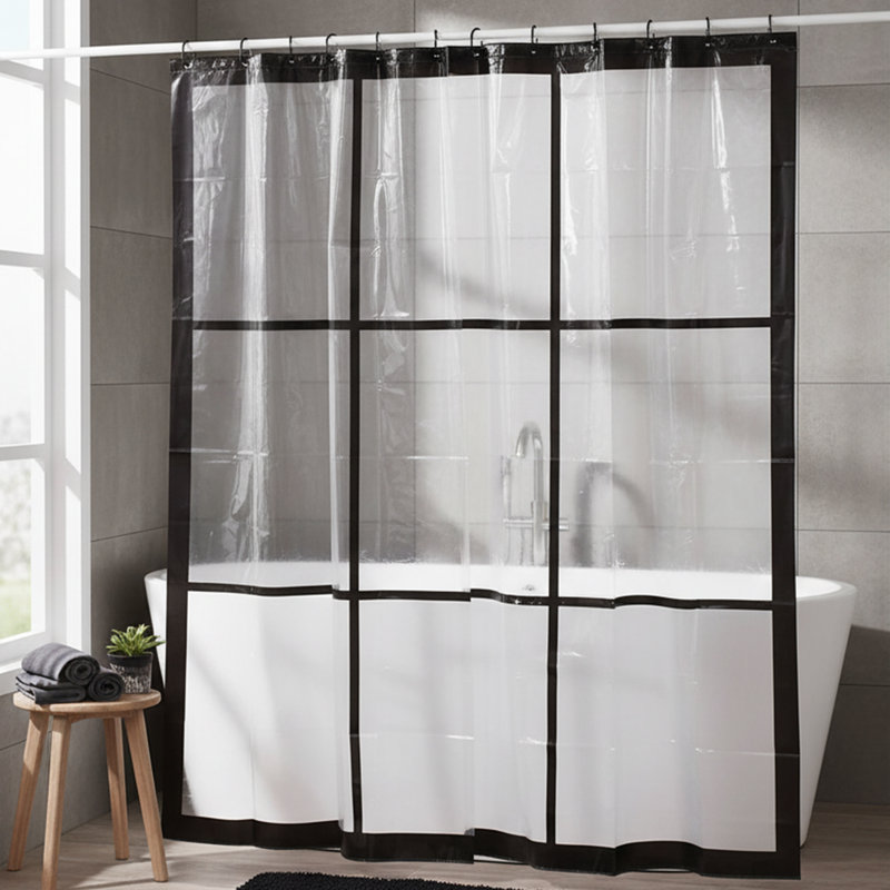Geometric Transparent Peva Shower Curtain