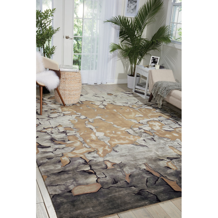 Annan Abstract Hand-Tufted Beige/Silver Area Rug