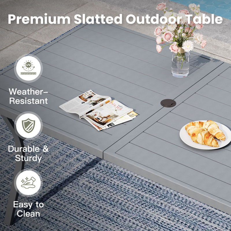 Rectangular Outdoor Patio Dining Table, Gray