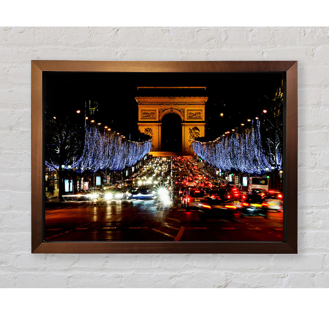 Paris Arc De Triomphe Night Lights - Einzelner Bilderrahmen Kunstdrucke