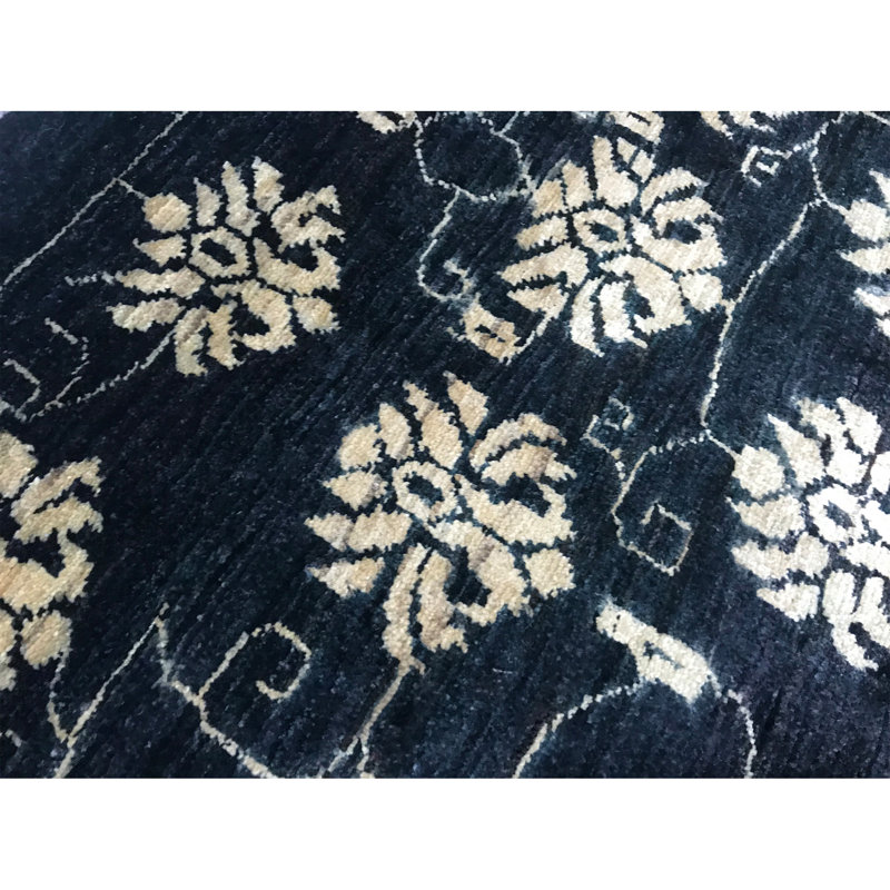 Hand-Knotted High-Quality Black Area Rug