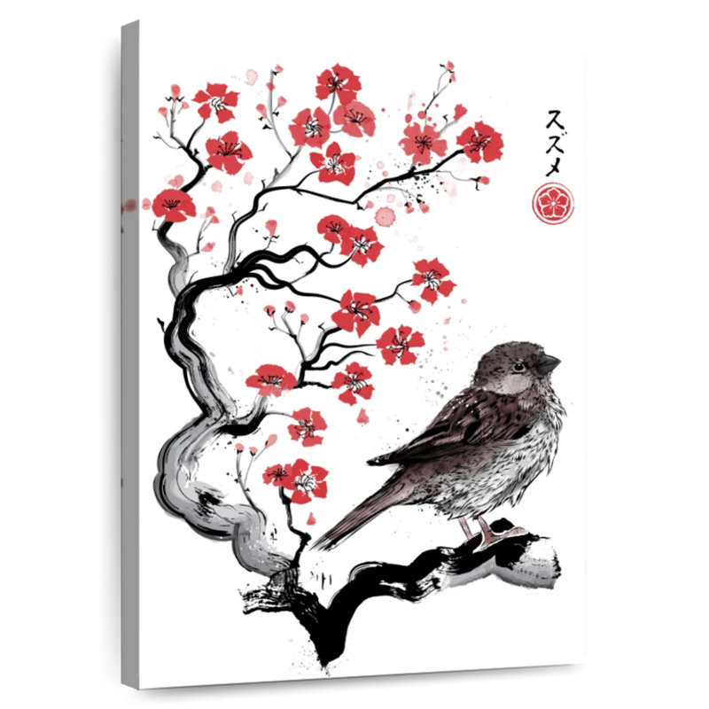 Brampt Little Sparrow Sumi-E, 30" H x 20" W
