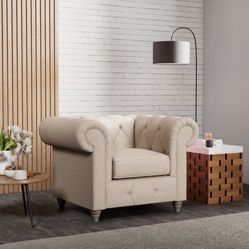 Ellrich Upholstered Armchair, Oyster, Washed Oak