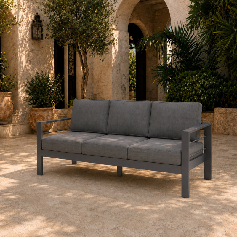 Canapé d'extérieur 75 "avec coussins 75", Gris / Gris