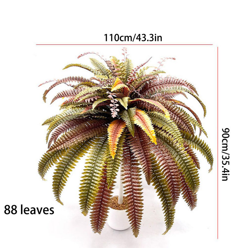Bouquet de fougères artificielles pour l'extérieur, H 35,4 po x l 43,3 po x P 43,3 po
