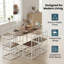 Ensemble de table de salle à manger 7 pièces pour 6 personnes | Table de cuisine moderne de 55 po avec structure en fer et plateau d'aspect marbre blanc | 6 chaises rembourrées avec sièges triangulaires et dossiers semi-circulaires | Conception peu encombrante-814128054