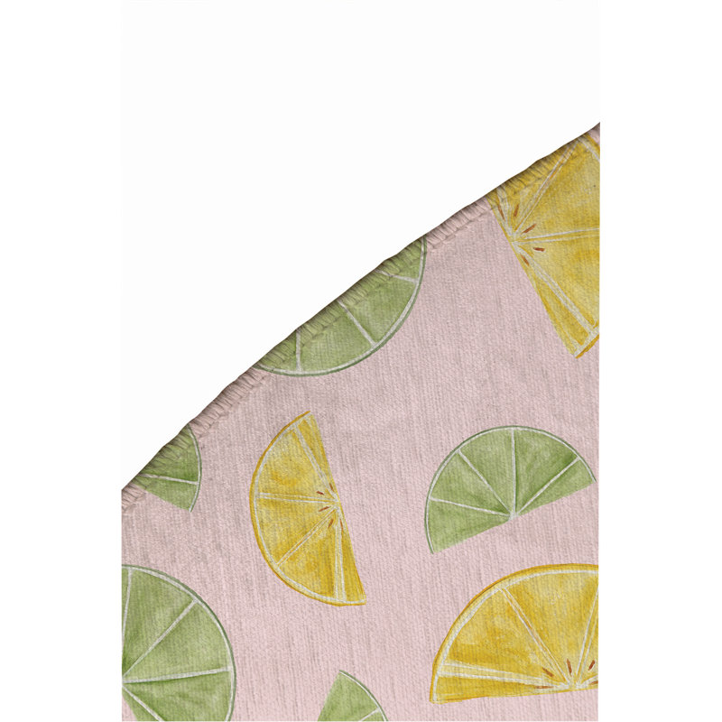 Summer Limes & Lemons Outdoor Rug, Round 5'