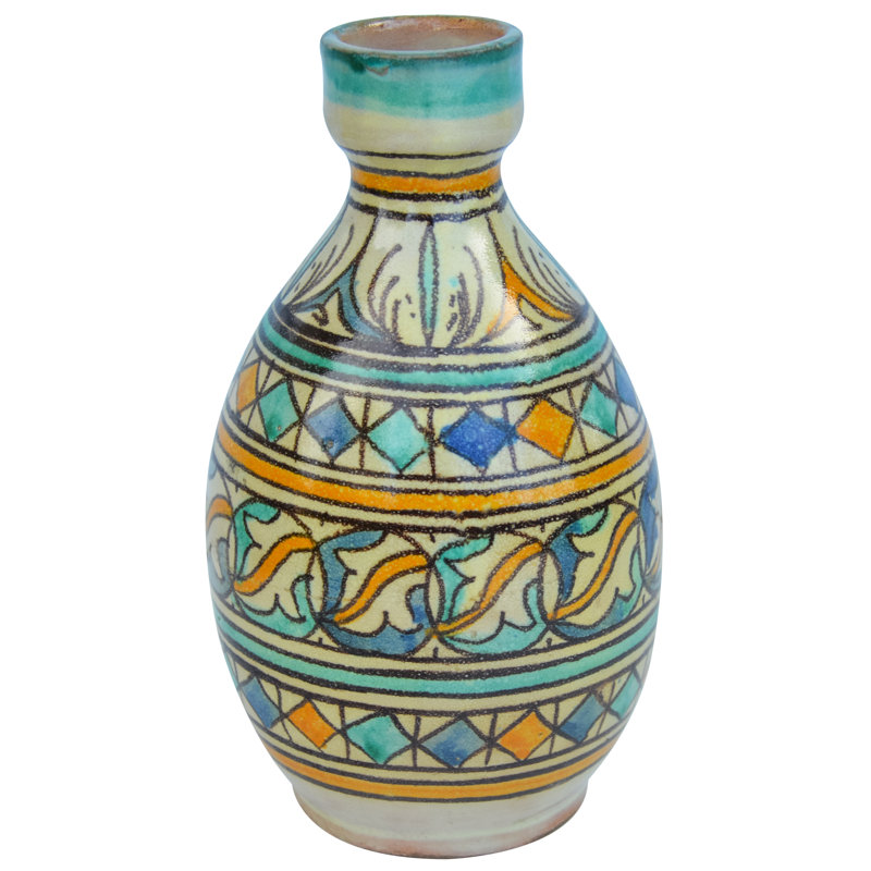 Vase de table en céramique d’intérieur/extérieur orange 7,25 po