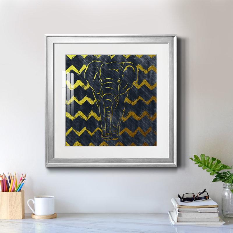 «Brushed Elephant», cadre photo, Papier avec cadre argenté, H 22,5 po x l 22,5 po x P 1,5 po
