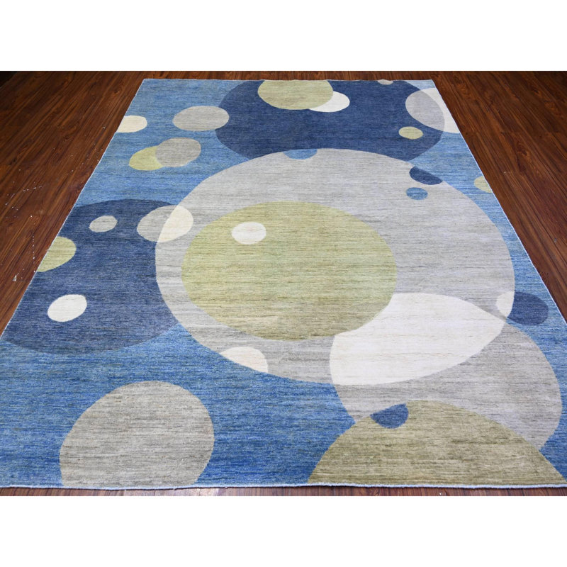 Tapis bleu en laine New Age Talibah One-of-a-Kind 8 pi 2 po x 9 pi 7 po