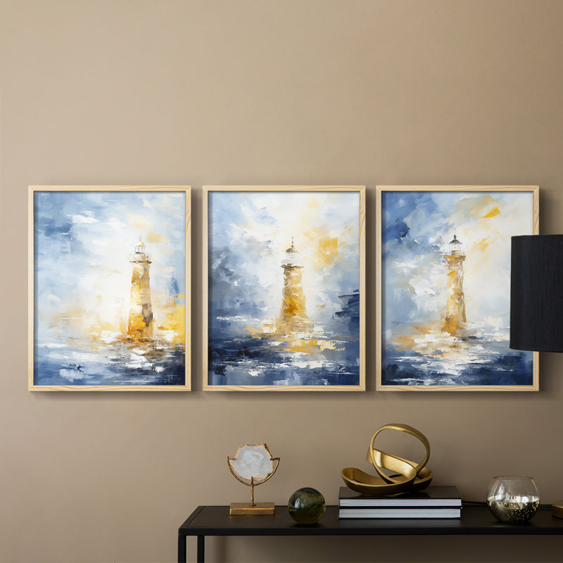 Série Sea and Shore CXL - Ensemble de 3 estampes numériques encadrées - Prêt à être accroché, Naturel, H 28 po x l 22 po