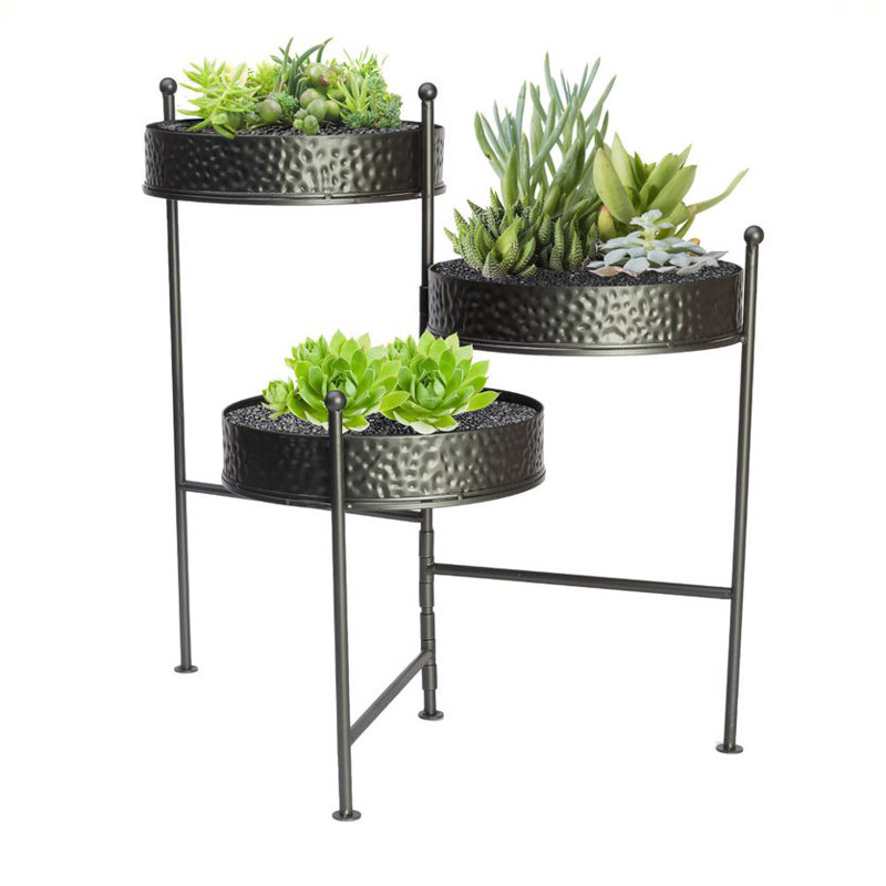 Arvind Metal Weather Resistant Plant Stand, Black