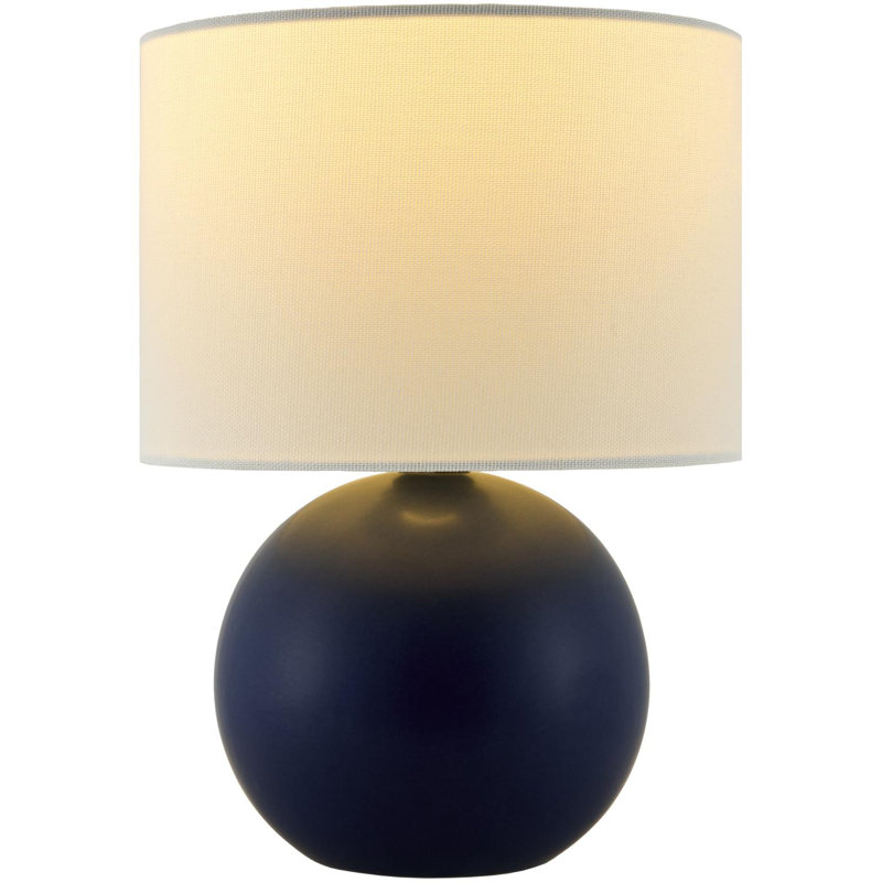 Lampe de table en céramique avec abat-jour tambour en lin, Marine