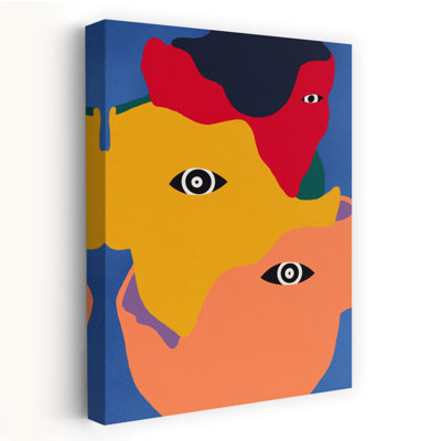 Abstract Faces Abstract Contemporary Modern Wall Art Print 1 Piece Wrapped Canvas Wall Art