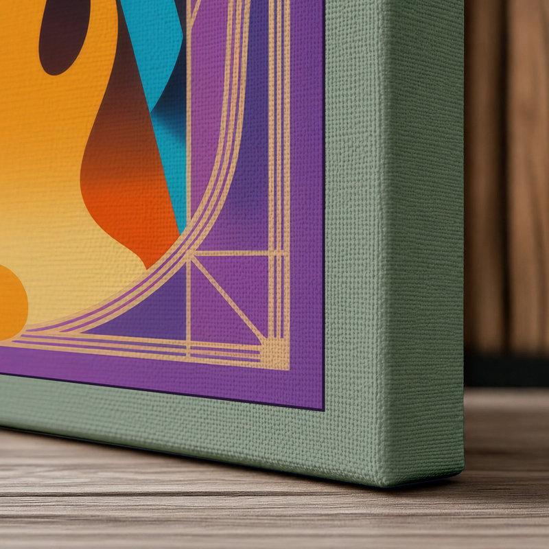 Figures Around Flame Modern 1 Piece Wrapped Canvas Wall Art, 30x20 - 76.2 x 50.8 cm, Sage Border