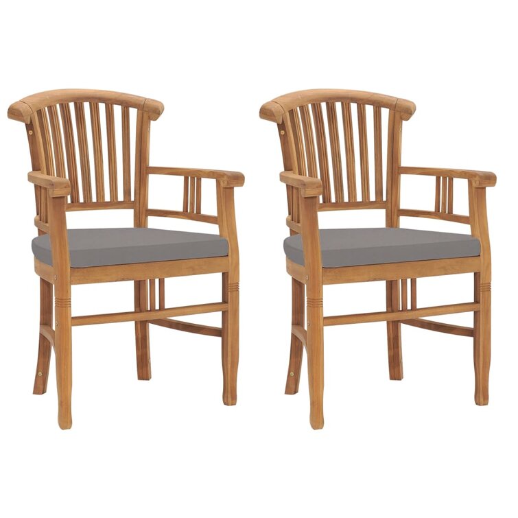 Patio Chairs Outdoor Dining Chair with Cushions Solid Wood Teak (1 chair only)