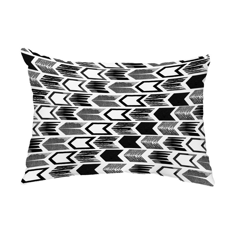 Geometric Outdoor Reversible Throw Pillow, Black