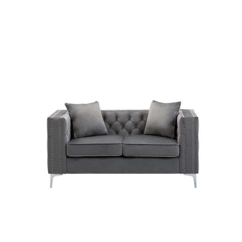 Causeuse en velours gris Lorreto