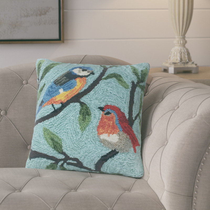 Blue Embroidered Square Indoor/Outdoor Throw Pillow Set