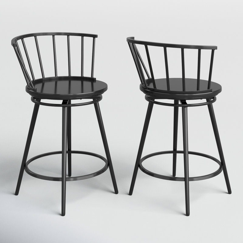 Johanna Swivel Counter Stool, Black