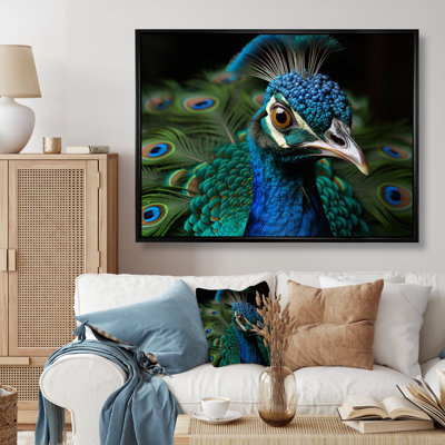Teal Green Peacock Portrait - Animals Wall Art Prints