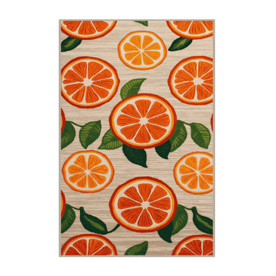 Washable Tangor Fruits Area Rug