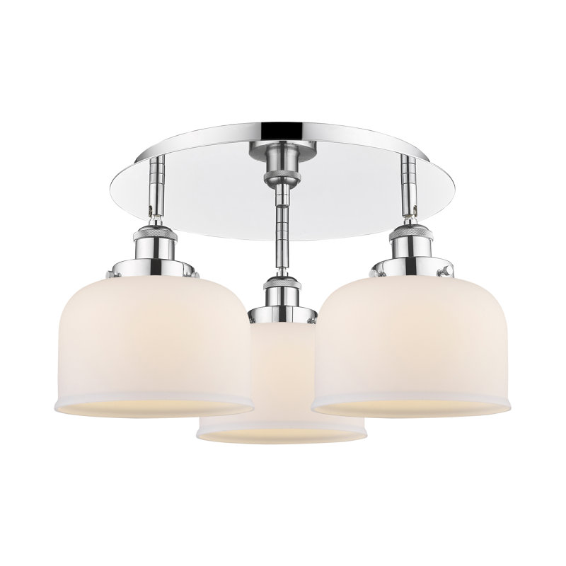 Plafonnier Bell, Blanc mat, Chrome poli