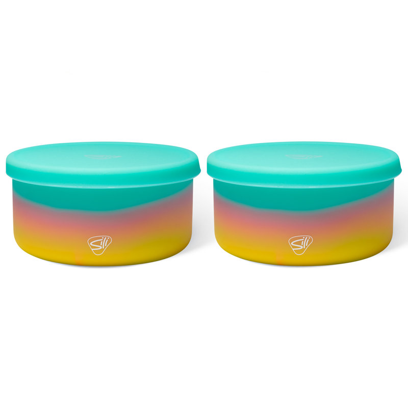 Silipint: Bols à couvercle en silicone de 30 oz: Paquet de 2 Aurora - Incassable, flexible, four à micro-ondes, lave-vaisselle, antidérapant