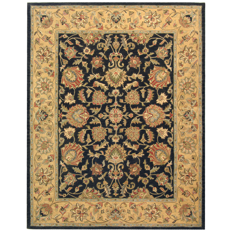 Tapis gris anthracite / or en laine touffeté à la main Cranmore, Rectangle 5 pi x 8 pi
