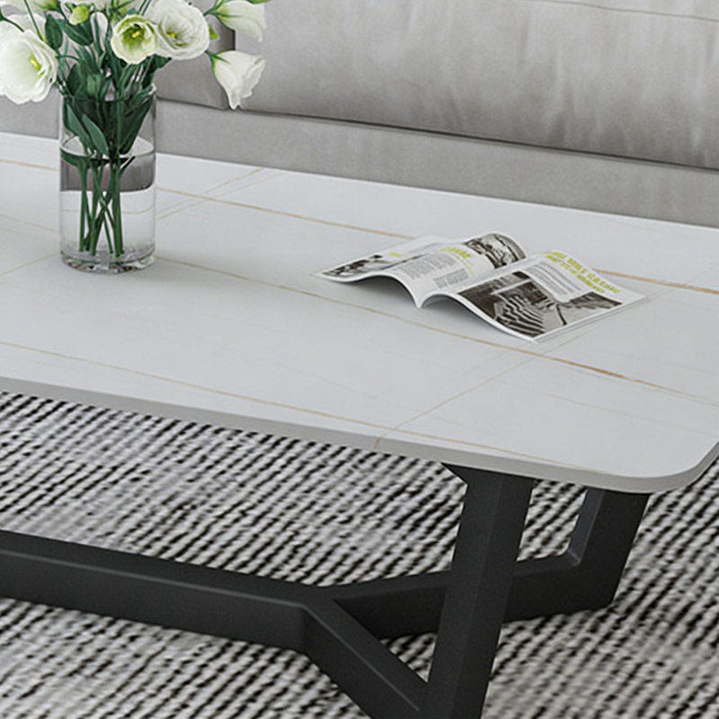 Table basse moderne et luxueuse, H 17,71 po x L 51,18 po x l 27,55 po, Blanc, Noir
