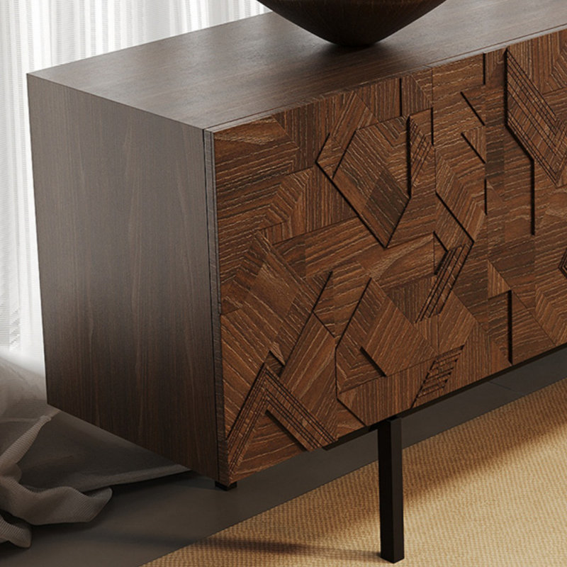 Buffet luxueux de style italien, H 31,5 po x l 62,99 po x P 15,75 po, Noyer
