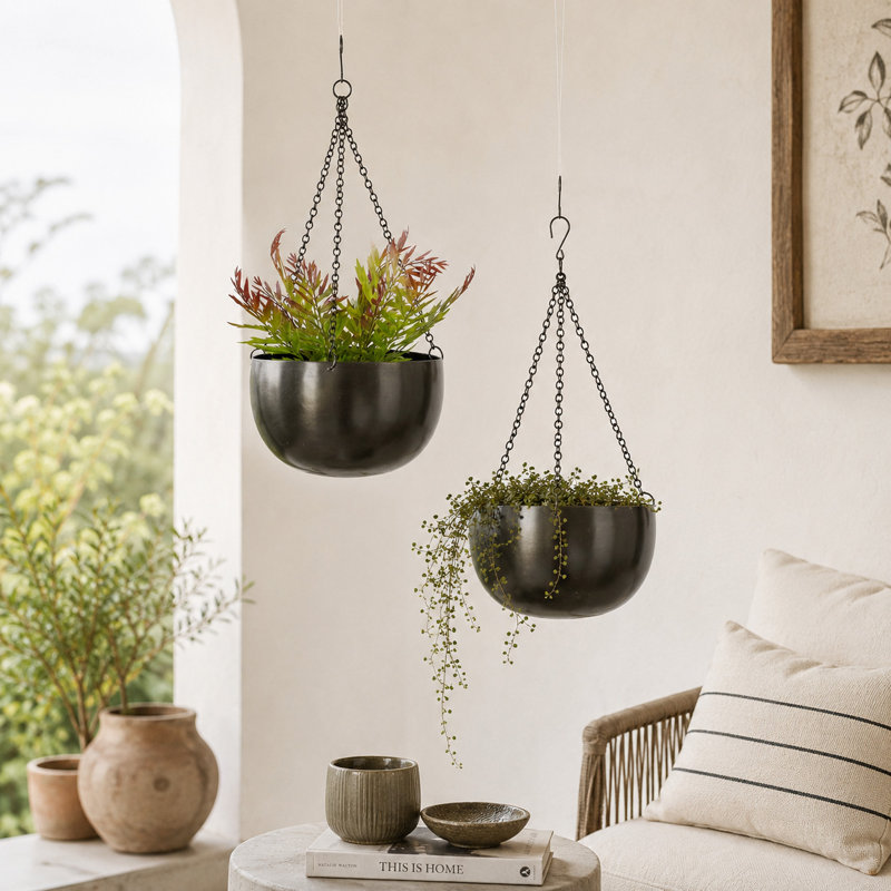 Mistana Benally Iron Hanging Dome Wall Planter (Set of 2) & Reviews |  Wayfair