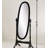Traditional Queen Anna Style Wood Floor Cheval Mirror, Silver Finish