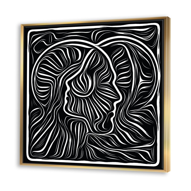 «Black and White Aw autrement», reproduction de cadre sur toile, H 46 po x l 46 po x P 1,5 po, Toile encadrée d'or
