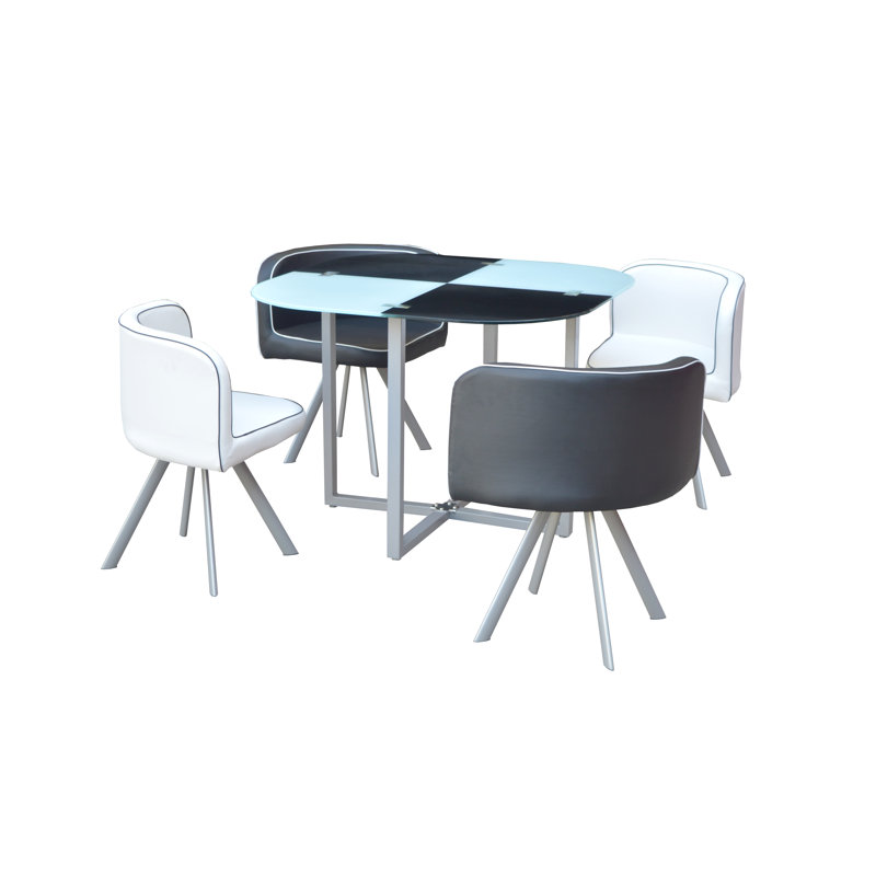 Rowlands 4 - Person Dining Set, White/Black