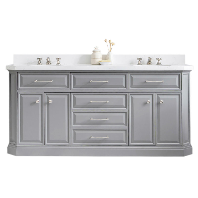 Palace 72'' W Double Vanity, Cashmere Gray, Polished Nickel