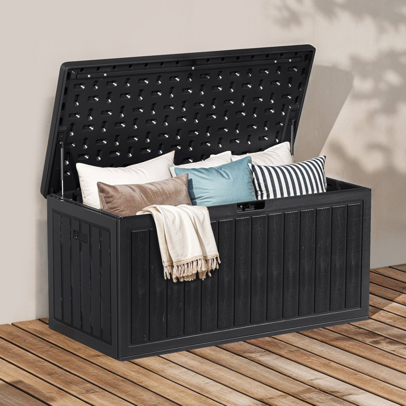 Boîte de rangement verrouillable en résine 90 gallons Edrosie Inc, Noir