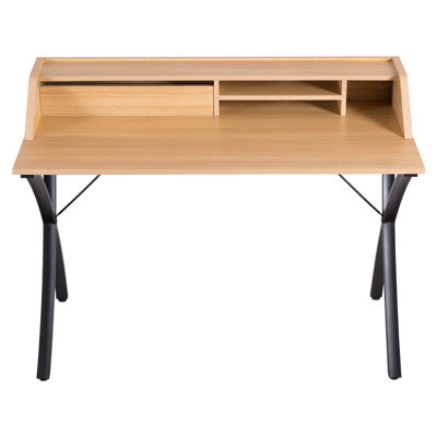 Solid Wood Top Metal Base Writing Desk