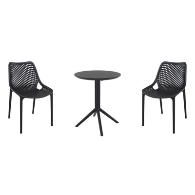 Farrah 23.6" W Round Plastic 3-Piece Patio Bistro Set with Stackable Chairs