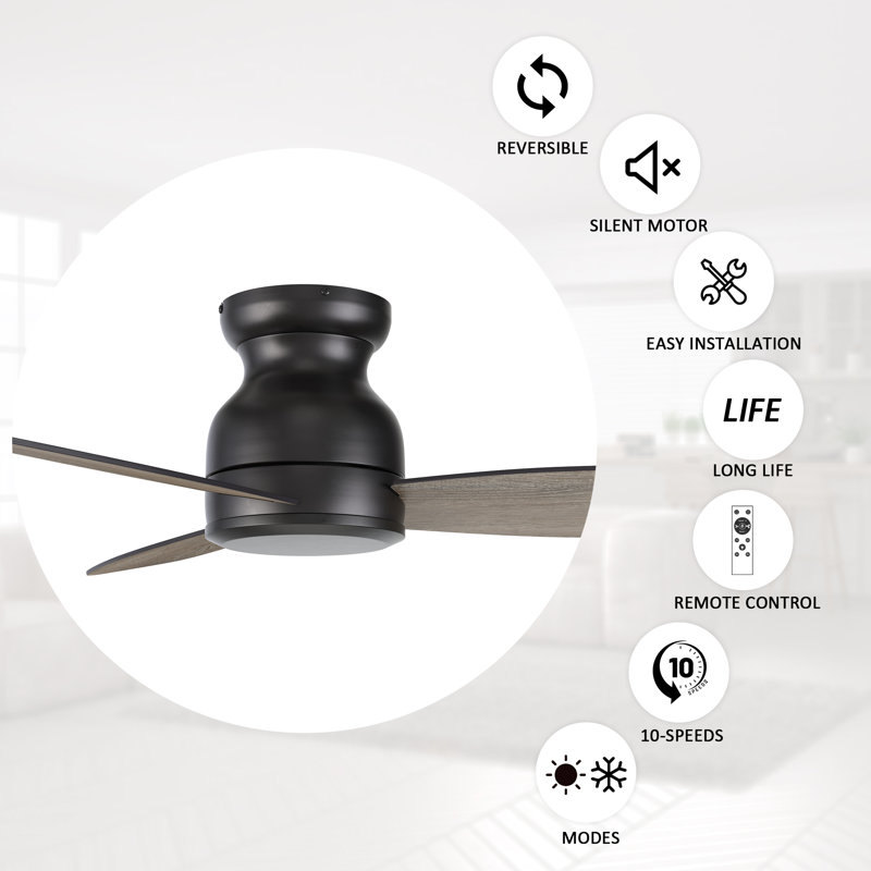 Gatton 48'' Ceiling Fan without light, Gray/Black