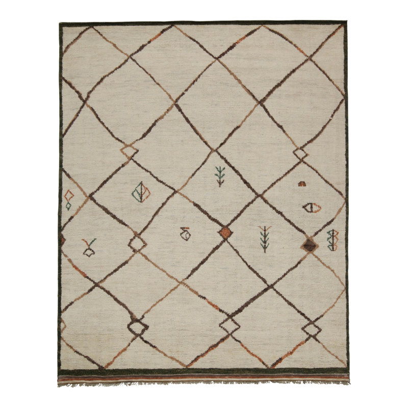 Moroccan Handmade Kilim Silk and Wool Geometric Area Rug, Rectangle 9' x 12'