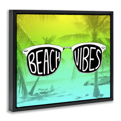 Art mural sur toile flottant avec lunettes de soleil Beach Vibes par Emily Navas