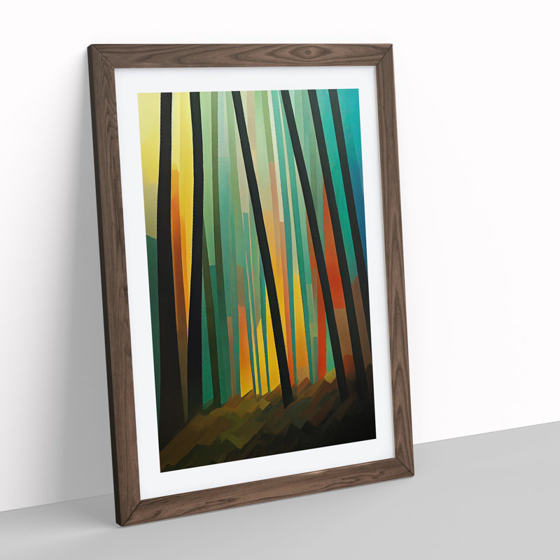 Unusual Forest Abstract - Wall Art, 36cm H x 27cm W, Walnut Picture Frame, White