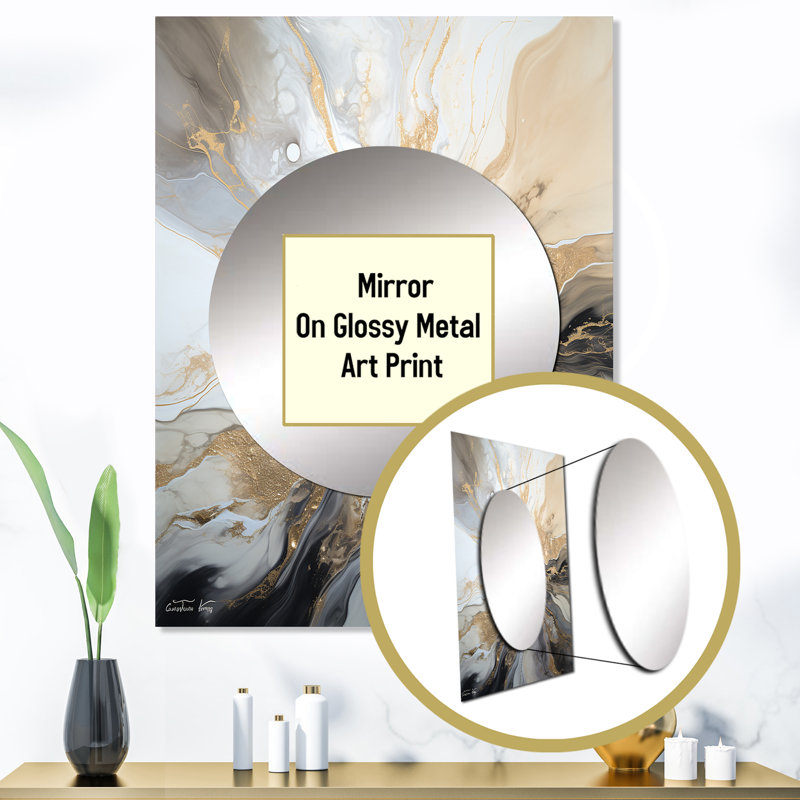 Leyner éclair liquide et noir liquide Art Explosion - miroir mural décoratif Lightning, grand miroir traditionnel, impression d'art en métal