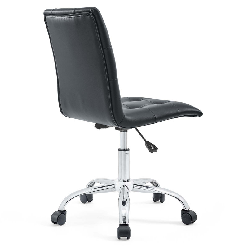 Elegant Finesse Armless Leather Drafting Chair in Black