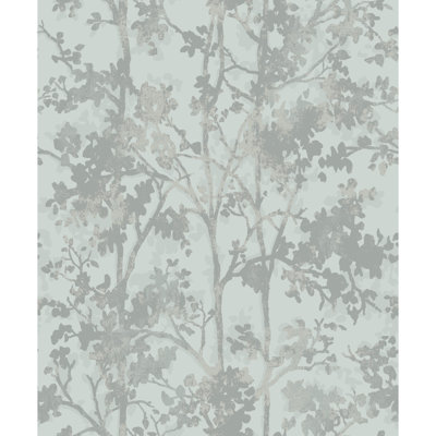 Shimmering Foliage Floral Metallic Wallpaper Roll