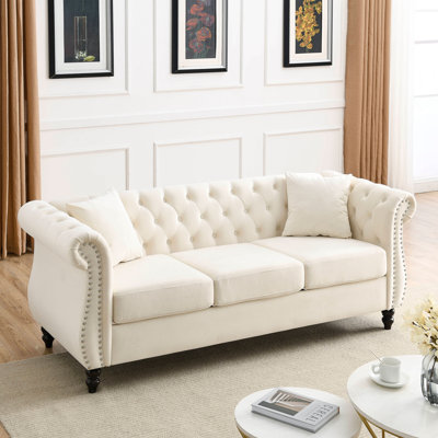 Chesterfield Sofa,Sofa Tufted Couch with Rolled Arms and Nailhead