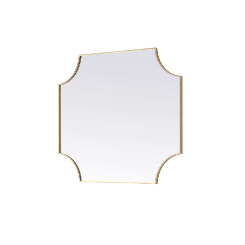 Notched Metal Mirror 36x42 inch in Brass, Brass, 42" x 36"