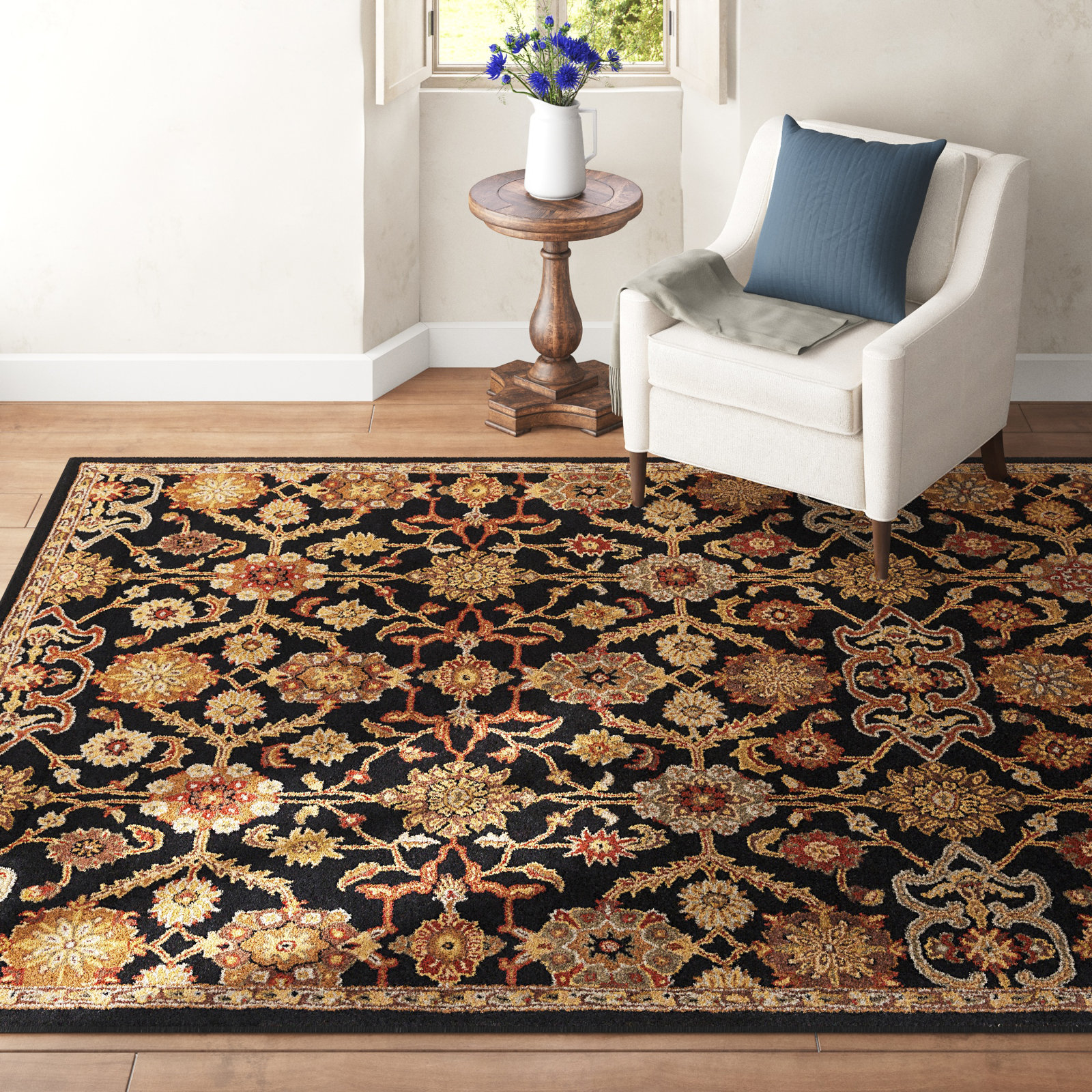 Redwood Hand Tufted Wool Black/Rust Red/Beige Rug, Rectangle 5' x 8'